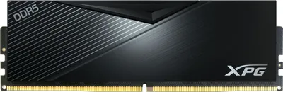 A close-up studio shot of a DDR5 RAM module.