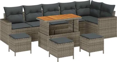 Image de Ensemble de canapés de jardin vidaXL, 12 pièces, gris, en résine tressée, pour 8 personnes