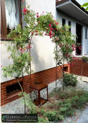 Immagine prodotto di Arco di rose VENLO Larghezza totale 1,4 m Arco di rose in acciaio inox Arco da giardino Colonna di rose Arco di rose Rozenboog