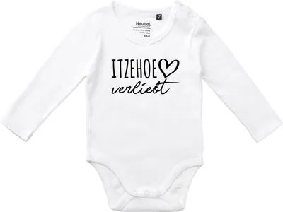 Produktbild von Huuraa Baby Body Itzehoe verliebt 68 White  Baumwolle Fairtrade Langarmbody Geschenkidee