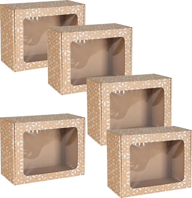 Produktbild von Rechteckige Mailer-Box, Geschenkbox mit weißem geometrischen Druck 25x20x10 cm x5