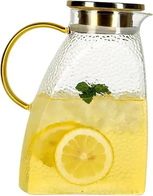 Obrázek produktu pro Karafa 1,8 l 60 oz s víkem - Skleněný džbán na horké a studené nápoje