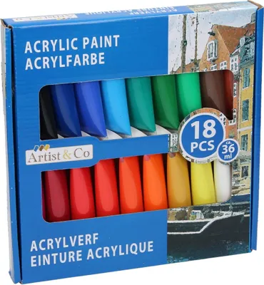 Produktbild von Acrylfarben Set 18 Tuben Multicolor zum Malen und Basteln