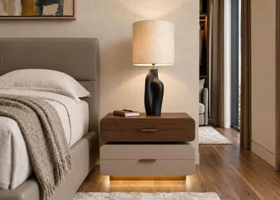 Productafbeelding van Nachtkastje, beige, bruin, hout, modern, slaapkamerdesign