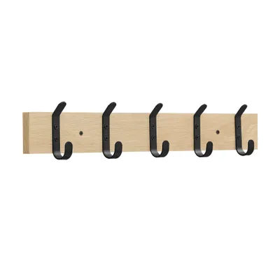 Produktbild von ACAZA Garderobe - 10 Haken - 55 cm - Helle Eichenfarbe - Hängende Garderobe - Wandgarderobe - Holz-Garderobe