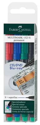 Produktbild von Faber-Castell 152304, Schwarz, Blau, Grün, Rot, Schwarz, Mehrfarbig, Kunststoff, Polypropylen (PP), 4 Stück(e)