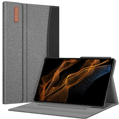 Produktbild von Fintie Hülle für Samsung Galaxy Tab S8 Ultra 14.6 Zoll 2022 SM-X900/X906, Multi-Winkel Betrachtung Folio Schutzhülle Dokumentschlitze mit Auto Schlaf/Wach, Dunkelgrau