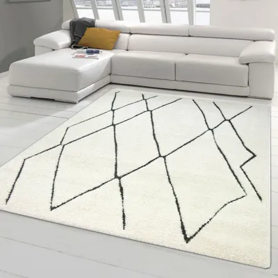 Produktbild von Flauschiger Teppich mit abstraktem Flachgewebe Rautendesign Größe - 240 x 340 cm