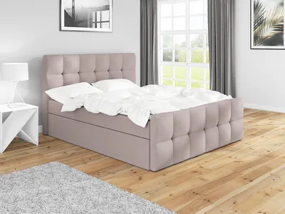 Produktbild von Boxspringbett BERG 120 x 200 mit 2 Bettkästen, Bonell-Matratze und Topper. Farbe: Beige