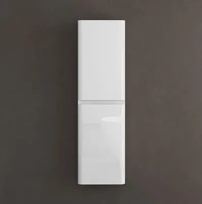 Produktbild von doporro Seitenschrank Badschrank Schmal Hochschrank Badezimmer Hängend Regal BxTxH ca: 35x20x120cm Midischrank in glänzend weiß Lucca