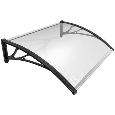 Produktbild von VOUNOT® Vordach für Haustür, 120 x 80 cm Transparentes Pultbogenvordach Schwarz