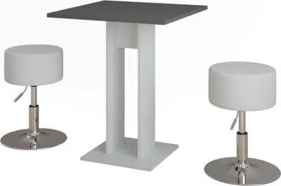 Produktbild von Esstisch Set Vicco Repose Weiß/Anthrazit 65 x 65 cm mit 2 Hockern, Model 55738