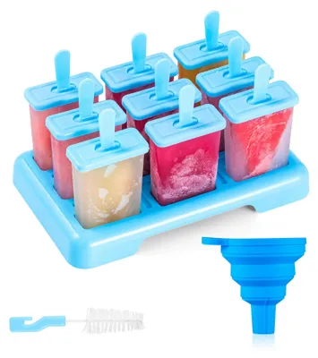 Eis am Stiel Formen 9er Set, DIY, inkl. Bürste & Trichter, Blau