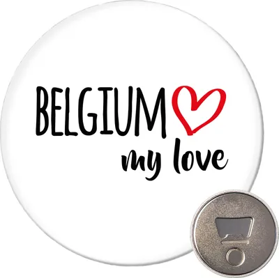 Produktbild von Huuraa Magnet Belgium my love 59mm Kühlschrankmagnet rund Flaschenöffner Geschenkidee