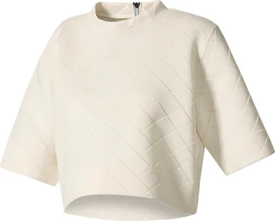 Produktbild von adidas Damen Cropped Shirt Kurzarm Sweatshirt Gr.42 chalk white (BR9488)