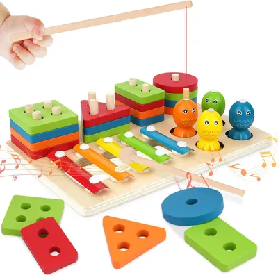 Produktbild von Montessori-Spielzeug ab 3 Jahren – Holzspielzeug ab 3 Jahren – Greifpuzzle – Steckpuzzle – Sortierspiele – Für Mädchen – Für Jungen – Für Kinder