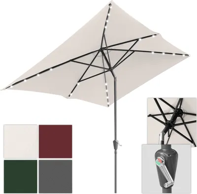 Produktbild von Aopunly Sonnenschirm 200 x 300cm Gartenschirm Knickbarer Marktschirm Kurbelschirm mit Kurbelvorrichtung,Beige