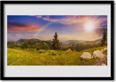 Produktbild von Bild 100x70 MDF-Rahmen Wandkunst Mountain Meadow Natur Himmel