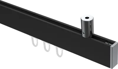 Produktbild von Interdeco Innenlaufstange / Gardinenstange mit Innenlauf Schwarz / Chrom, Typ Sonius Paxo (Kappe) Deckenmontage, 14x35 mm 1-läufig, 200 cm