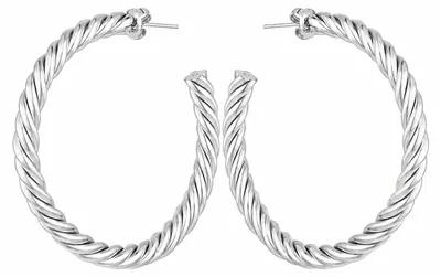 Produktbild von Creolen Modern gedreht Silberfarben Ohrringe schlicht elegant Yehwang