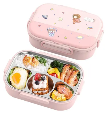 Obrázek produktu pro Dětská obědová krabička Bento - 5 přihrádek, barva růžová