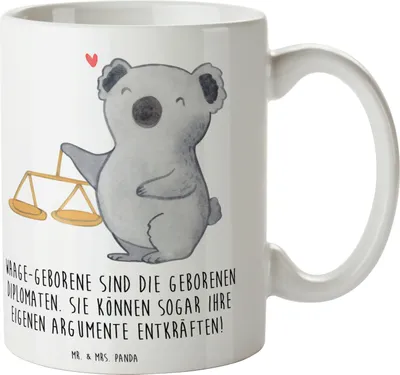 Produktbild von Mr. & Mrs. Panda Kaffeepott Diplomatische Waage - Weiß - Geschenk, Tierkreiszeichen, Trinkbecher, Kaffeetasse, Ästhetik, Diplomatie, Becher, Teepott, Charakter, Tasse