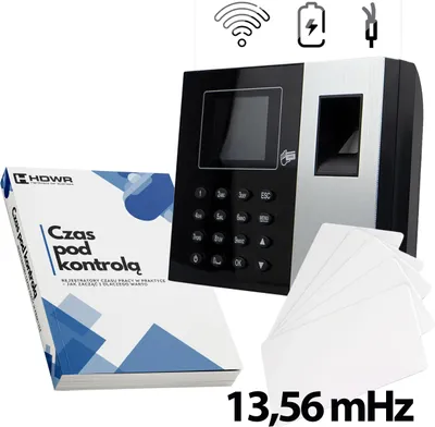 Produktbild von Zeiterfassungsgerät USB, WiFi, WEB, P2P, IC Wiegand, LAN, Zusatzakku, 125 kHz und 13,56 mHz + 10 RFID-Karten 13,56 mHz + EBOOK