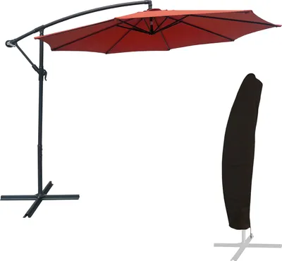 Image de Parasol déporté OAHU rond 3m de diamètre terracotta + housse