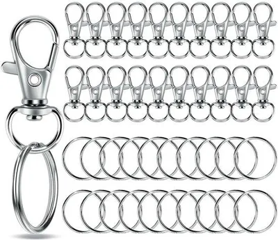 Produktbild von Schlüsselanhänger mit Karabinerhaken, Edelstahl, silber, 40er Set