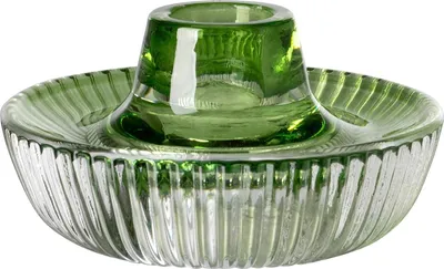 Imagen del producto de Fink LISSY, portavelas, candelabro, vidrio, diseño texturizado, verde, L. 10 cm, An. 10 cm, Alt. 5 cm, Diám. 10 cm, código: 118000
