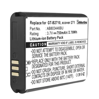 Produktbild von Akku kompatibel mit Samsung AB803446BU AB803446BA - Li-Ion 750mAh - für XCover 271, GT-B2710 B2720 Solid