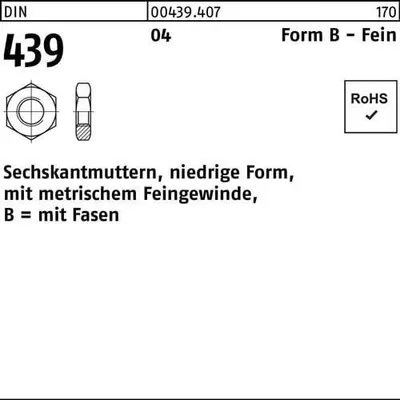 Produktbild von Reyher  Sechskantmuttern DIN 439 04 BM 42 x 2 (10 Stück)