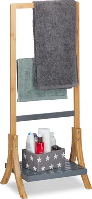 Obrázok produktu pre relaxdays vešiak na uteráky bambus prírodný/sivý