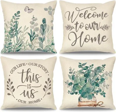 Produktbild von Famanu Kissenhüllen Set mit Blumenmuster - 4 Stück