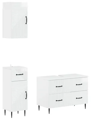 Immagine prodotto di vidaXL Sistema di mobili da bagno in 3 pezzi, modello HAARLEM, bianco lucido