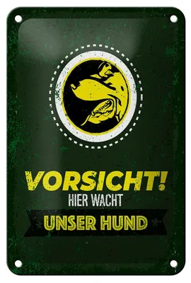 Produktbild von Blechschild Spruch Vorsicht hier wacht unser Hund 12x18cm Schild
