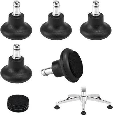 Image de Patins de protection pour chaises de bureau, lot de 5, noir, nylon