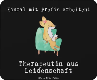 Produktbild von Mr. & Mrs. Panda Mouse Pad Therapeutin Leidenschaft - Schwarz - Geschenk, computermatte, mousematte, Mauspad, gummi, Mousepad