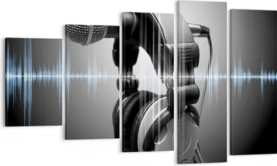 Produktbild von Bild auf Leinwand - Leinwandbild - Audio Mikrofon Musik Studio - 100x60cm - Wand Bild - Wanddeko - Leinwanddruck - Bilder - Kunstdruck - Wanddekoration - Leinwand bilder - Wandkunst - EG100x60-2549