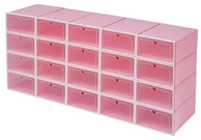 Produktbild von Schuhboxen - Stapelbare Schuhaufbewahrung - Transparent, PVC-Kunststoff, Wiederverwendbar, 20er Set - Rosa