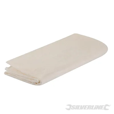 A folded cream-colored tarp is shown against a white background.