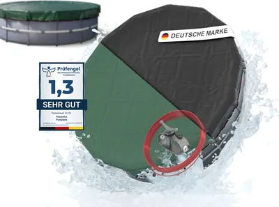Zdjęcie produktu dla Pokrywa basenowa Planenfux® do okrągłych basenów Ø 320 - 366 cm | Okrągła pokrywa basenowa 2 w 1 wykonana z materiału PE 200 g/m² | Odporna na promieniowanie UV pokrywa letnia i zimowa (Ø 420 cm)