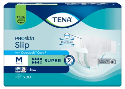 Produktbild von TENA Slip Super Inkontinenzslip – Größe M – Karton 3x 30 Stück
