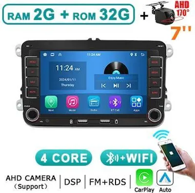 Obrázek produktu pro Carplay, bezdrátové připojení, podpora multimédií, kompatibilní s Volkswagen Golf 5 6 Touran Passat B6, CB7S-2G32G-CP AHD