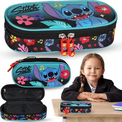 Produktbild von DISNEY Stitch Mint-schwarzes mit FÄCHER Schulmäppchen, Beutel für Mädchen 5x20x9cm