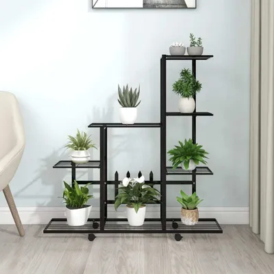 Produktbild von Blumenständer auf Rollen 94,5x25x92,5 cm Schwarz Metall , Blumenständer Design 2024