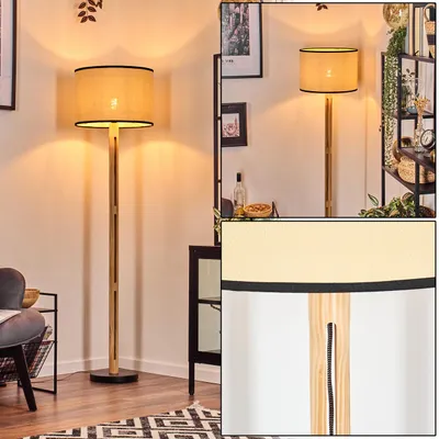 Produktbild von Tamarispa Stehlampe aus Holz/Metall und Schirm aus Papiergeflecht