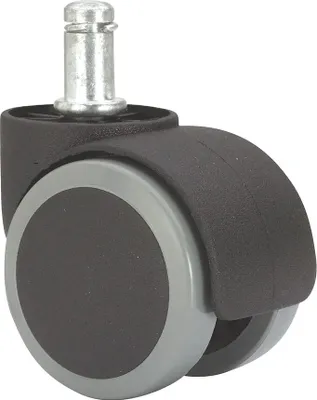 Produktbild von Schwenkrolle mit glatter Achse und Ring, schwarz/grau, max. Tragfähigkeit 50 kg, 11 x 22 mm, ø 5 cm
