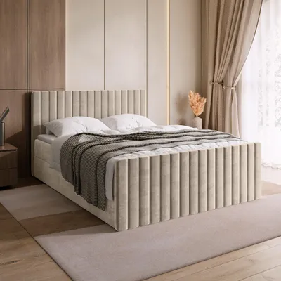 Produktbild von BroMARKT Boxspringbett DREAM DUO mit 2 Bettkasten, Bonell-matratze, Polsterbett, Bett (Beige, Paros 02, 180x200 cm)