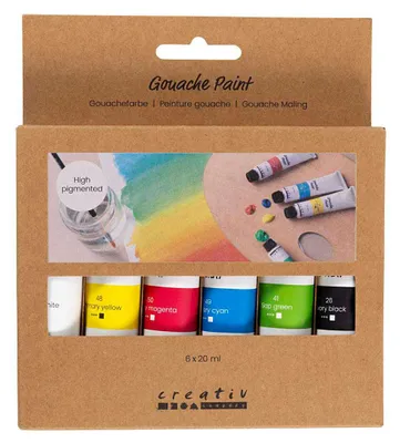 Obrázek produktu pro Creativ Company 35600, Černá, Azurová, Zelená, Purpurová, Bílá, Žlutá, Kvaš, 6 kusů